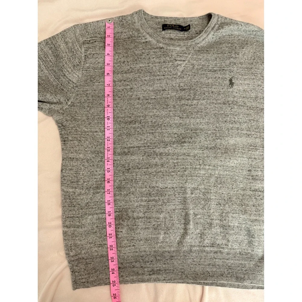 Polo Ralph Lauren Mens Grey Heather Cotton Crewneck Pony Logo Sweater Medium